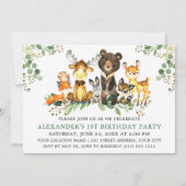 Waterverf Woodland Animals Wild One 1 Birthday Kaart (Achterkant)
