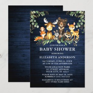 Waterverf Woodland Animals Wood Greenery Shower Kaart