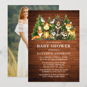 Waterverf Woodland Animals Wood Shower Foto Kaart