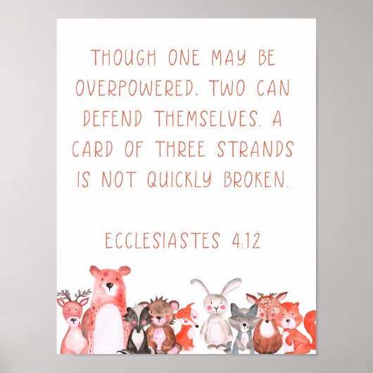 Waterverf Woodland Baby Animal Nursery Art Poster (Voorkant)