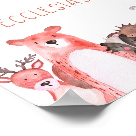 Waterverf Woodland Baby Animal Nursery Art Poster (Hoek)