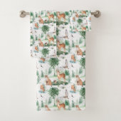 Waterverf Woodland Baby Animal Pattern Bad Handdoek (Insitu)