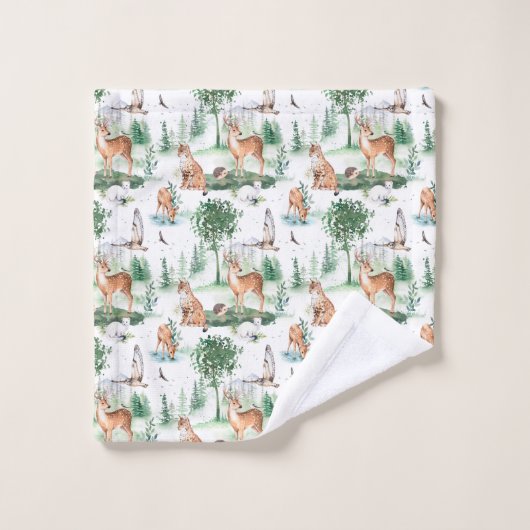 Waterverf Woodland Baby Animal Pattern Bad Handdoek (Wasdoekje)