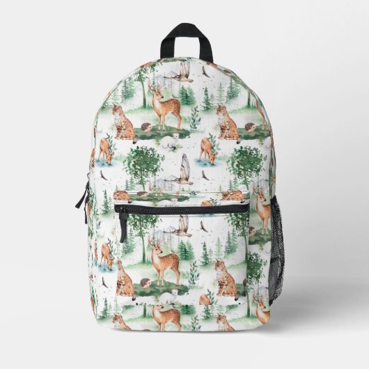 Waterverf Woodland Baby Animal Pattern Bedrukte Rugzak (Voorkant)