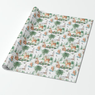 Waterverf Woodland Baby Animal Pattern Cadeaupapier