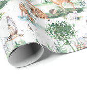 Waterverf Woodland Baby Animal Pattern Cadeaupapier (Rol Hoek)
