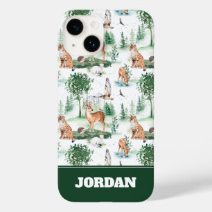 Waterverf Woodland Baby Animal Pattern Case-Mate iPhone 14 Hoesje