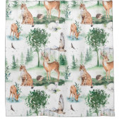 Waterverf Woodland Baby Animal Pattern Douchegordijn (Voorkant)
