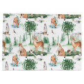 Waterverf Woodland Baby Animal Pattern Groot Cadeauzakje (Achterkant)