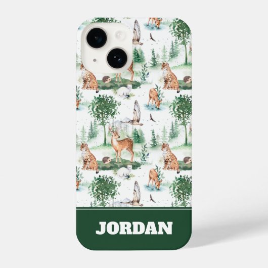 Waterverf Woodland Baby Animal Pattern iPhone Hoesje (Achterkant)