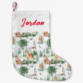 Waterverf Woodland Baby Animal Pattern Kleine Kerstsok (Voorkant)