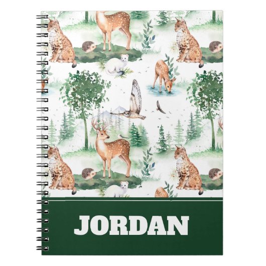 Waterverf Woodland Baby Animal Pattern Notitieboek (Voorkant)