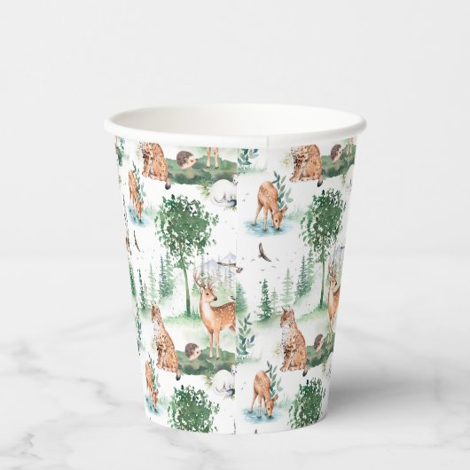 Waterverf Woodland Baby Animal Pattern Papieren Bekers (Rechts)