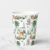 Waterverf Woodland Baby Animal Pattern Papieren Bekers (Voorkant)