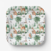 Waterverf Woodland Baby Animal Pattern Papieren Bordje (Voorkant)