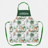 Waterverf Woodland Baby Animal Pattern Schort (Voorkant)