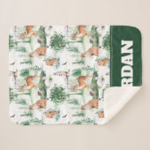 Waterverf Woodland Baby Animal Pattern Sherpa Deken (Voorkant (horizontaal))