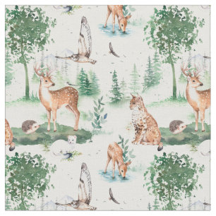 Waterverf Woodland Baby Animal Pattern Stof