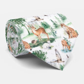 Waterverf Woodland Baby Animal Pattern Stropdas (Opgerold)