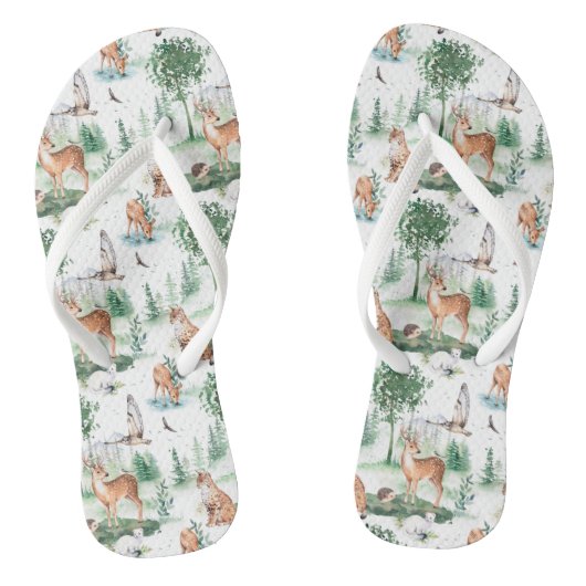 Waterverf Woodland Baby Animal Pattern Teenslippers (Voetbed)