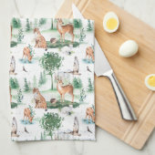 Waterverf Woodland Baby Animal Pattern Theedoek (Quarter Fold)