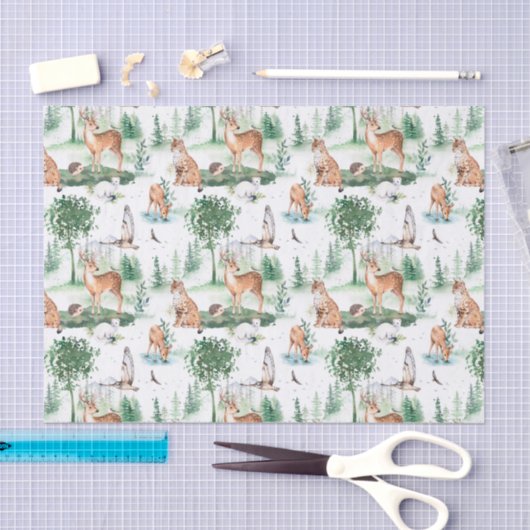 Waterverf Woodland Baby Animal Pattern Tissuepapier (Craft)