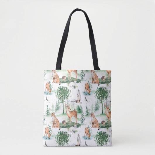 Waterverf Woodland Baby Animal Pattern Tote Bag (Voorkant)