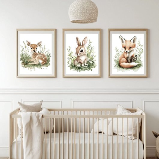 Waterverf Woodland Baby Animals Kinderdagverblijf  Muurkunst Sets