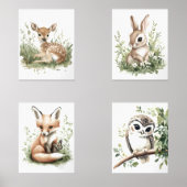 Waterverf Woodland Baby Animals Kinderdagverblijf  Muurkunst Sets (Voorkant)