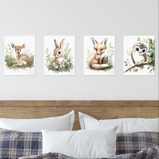 Waterverf Woodland Baby Animals Kinderdagverblijf  Muurkunst Sets (Slaapkamer)