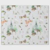 Waterverf Woodland Baby Animals Shower Cadeaupapier (Vlak)
