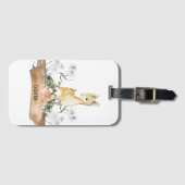 Waterverf Woodland Baby Fawn Aangepaste naam Bagagelabel (Voorkant (horizontaal))