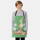 Waterverf Woodland Baby Fawn Aangepaste naam Schort (Gedragen)