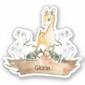 Waterverf Woodland Baby Fawn Aangepaste naam Sticker (Voorkant)