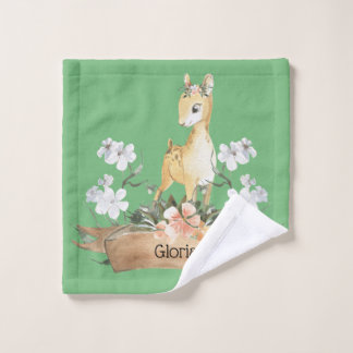Waterverf Woodland Baby Fawn Aangepaste naam Washandje