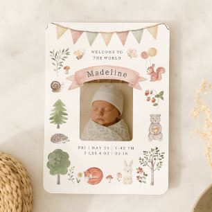 Waterverf Woodland   baby geboorteaankondigingskaa Kaart