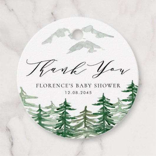 Waterverf Woodland Baby shower Dank u Bedankjes Labels (Voorkant)