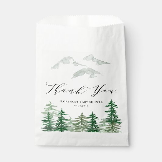 Waterverf Woodland Baby shower Dank u Bedankzakje (Voorkant)