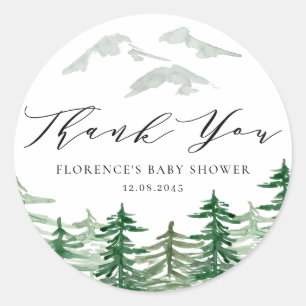 Waterverf Woodland Baby shower Dank u Ronde Sticker