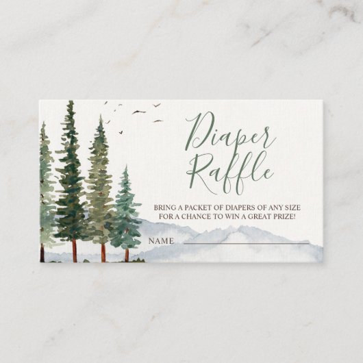 Waterverf Woodland Baby shower Diaper Raffle Informatiekaartje (Voorkant)