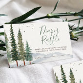 Waterverf Woodland Baby shower Diaper Raffle Informatiekaartje