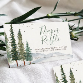 Waterverf Woodland Baby shower Diaper Raffle Informatiekaartje