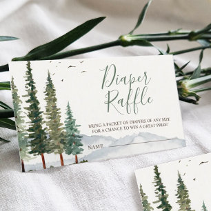 Waterverf Woodland Baby shower Diaper Raffle Informatiekaartje