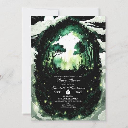 Waterverf Woodland Baby shower Kaart (Voorkant)