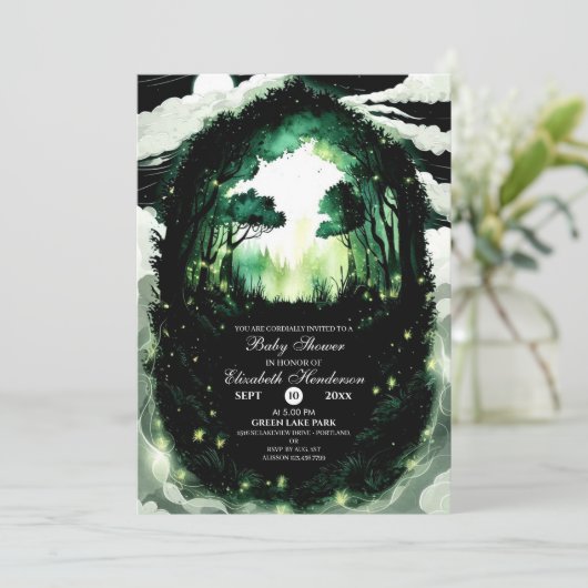 Waterverf Woodland Baby shower Kaart (Staand voorkant)