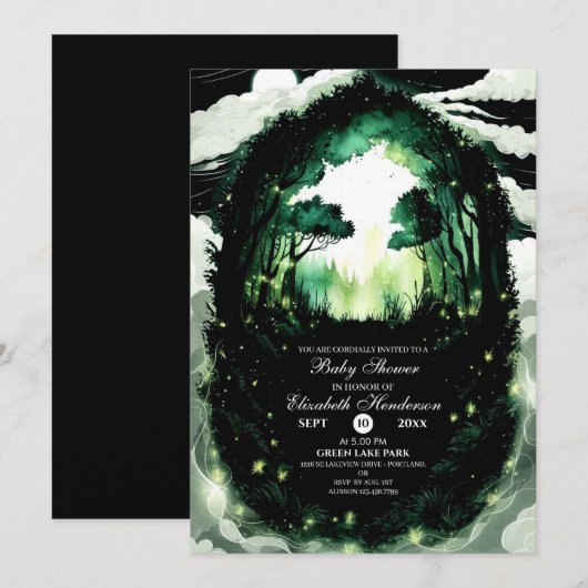 Waterverf Woodland Baby shower Kaart (Voorkant / Achterkant)