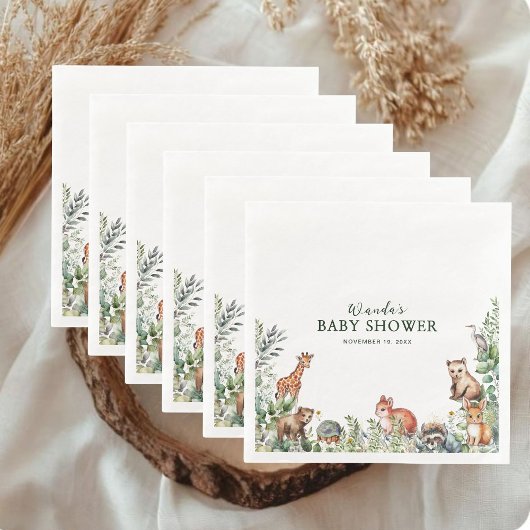 Waterverf Woodland Baby shower Papier servetten