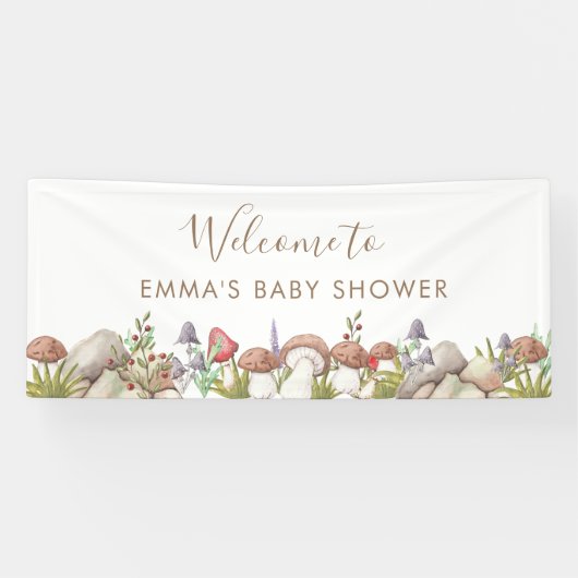 Waterverf Woodland Baby shower Spandoek (Horizontaal)
