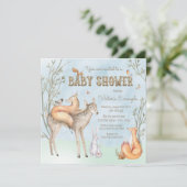 Waterverf Woodland Baby shower Uitnodiging (Staand voorkant)