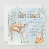 Waterverf Woodland Baby shower Uitnodiging (Voorkant)